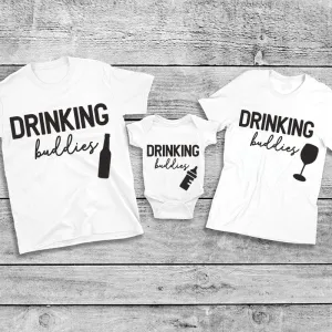 Drinking Buddies Beer, Milk & Wine Bottles Matching T-Shirt/Baby Vest White (MRK X) maternity wear outlet