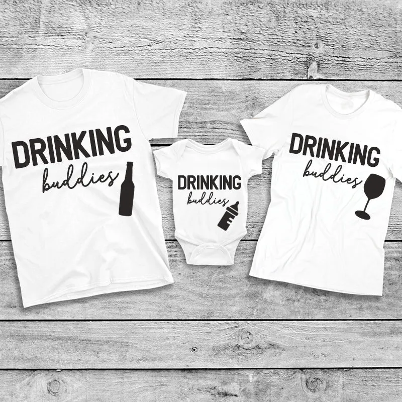 Drinking Buddies Beer, Milk & Wine Bottles Matching T-Shirt/Baby Vest White (MRK X) dads clothes cheap