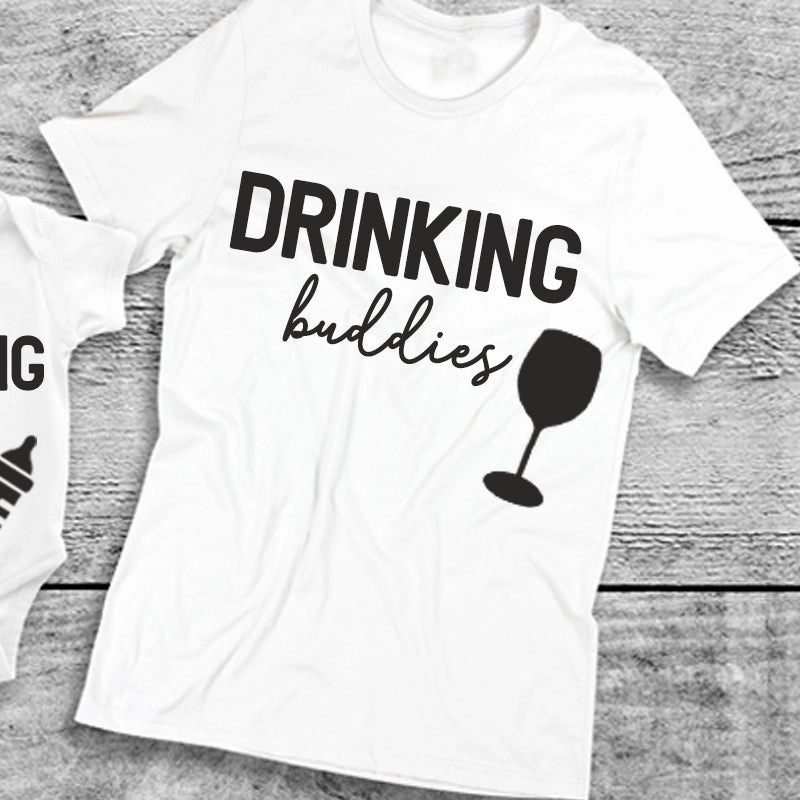Drinking Buddies Beer, Milk & Wine Bottles Matching T-Shirt/Baby Vest White (MRK X)