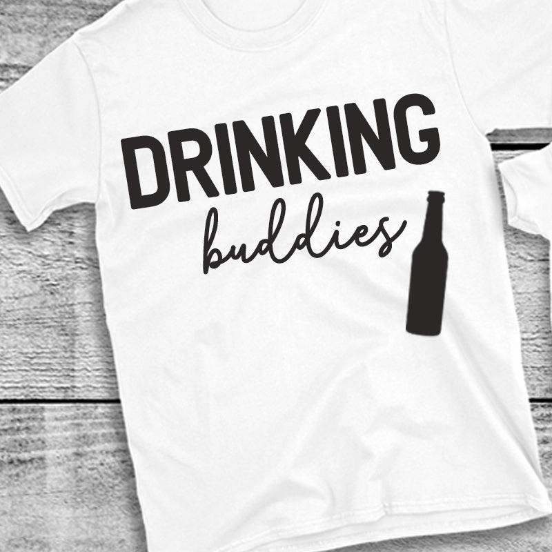 Drinking Buddies Beer, Milk & Wine Bottles Matching T-Shirt/Baby Vest White (MRK X)