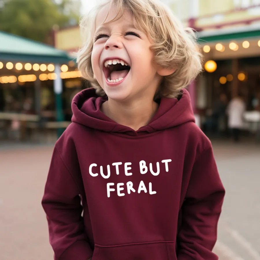 Drive Mum Crazy Cute But Feral Kids Hoodie girls skirts clearance