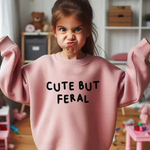 Drive Mum Crazy Cute But Feral Kids Sweatshirt boys fashion clearance