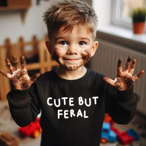 Drive Mum Crazy Cute But Feral Kids Sweatshirt boys fashion clearance