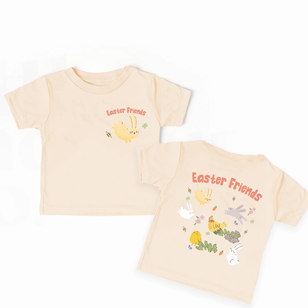 Easter Friends Kids Front & Back T-Shirt girls jeans best deals