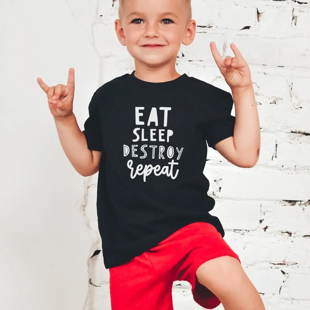 Eat Sleep Destroy Repeat Kids T-Shirt boys apparel promo code