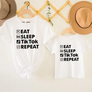 Eat Sleep Tik Tok Repeat Matching White T-Shirts maternity leggings online