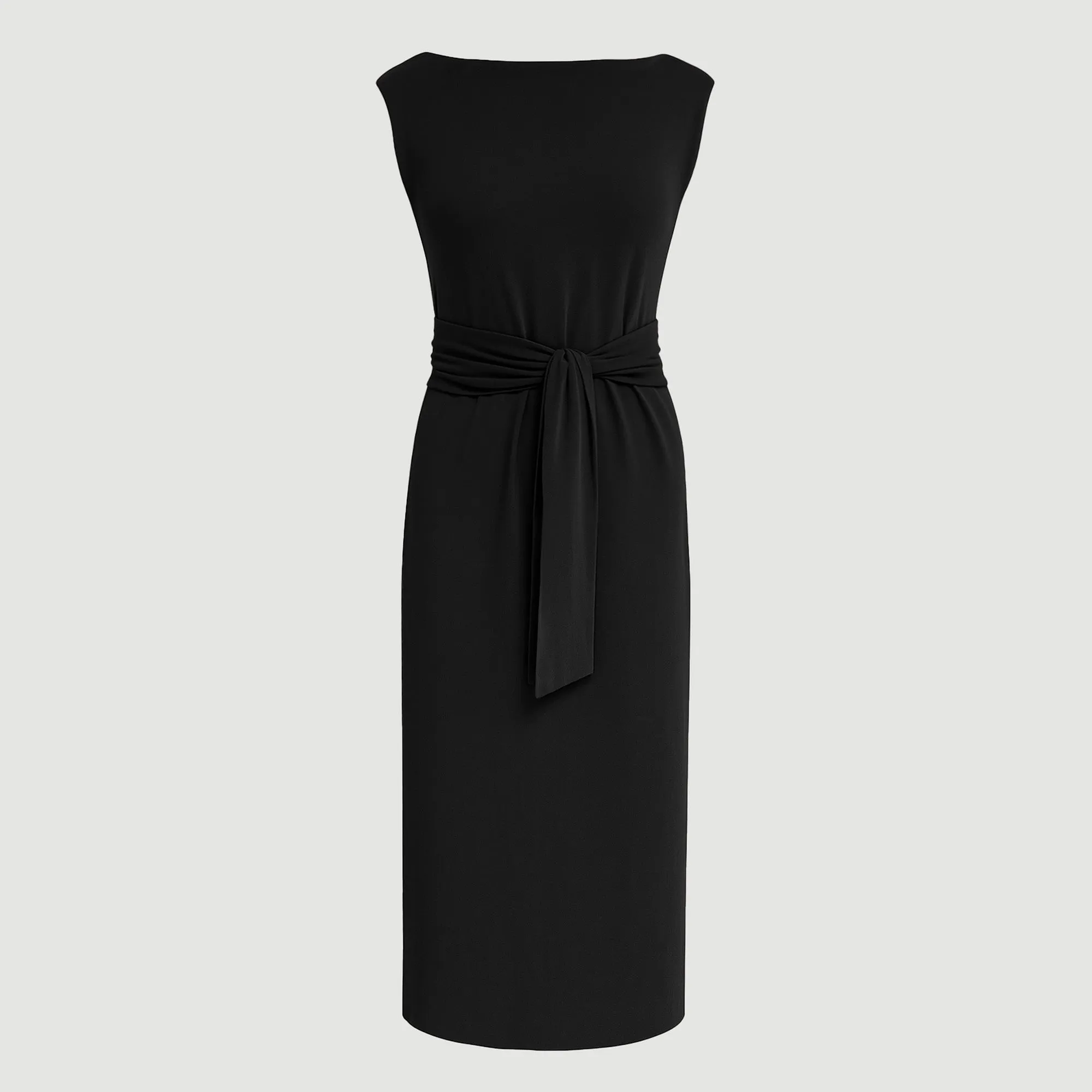 Edina Tie-Front Slit-Neck Dress
