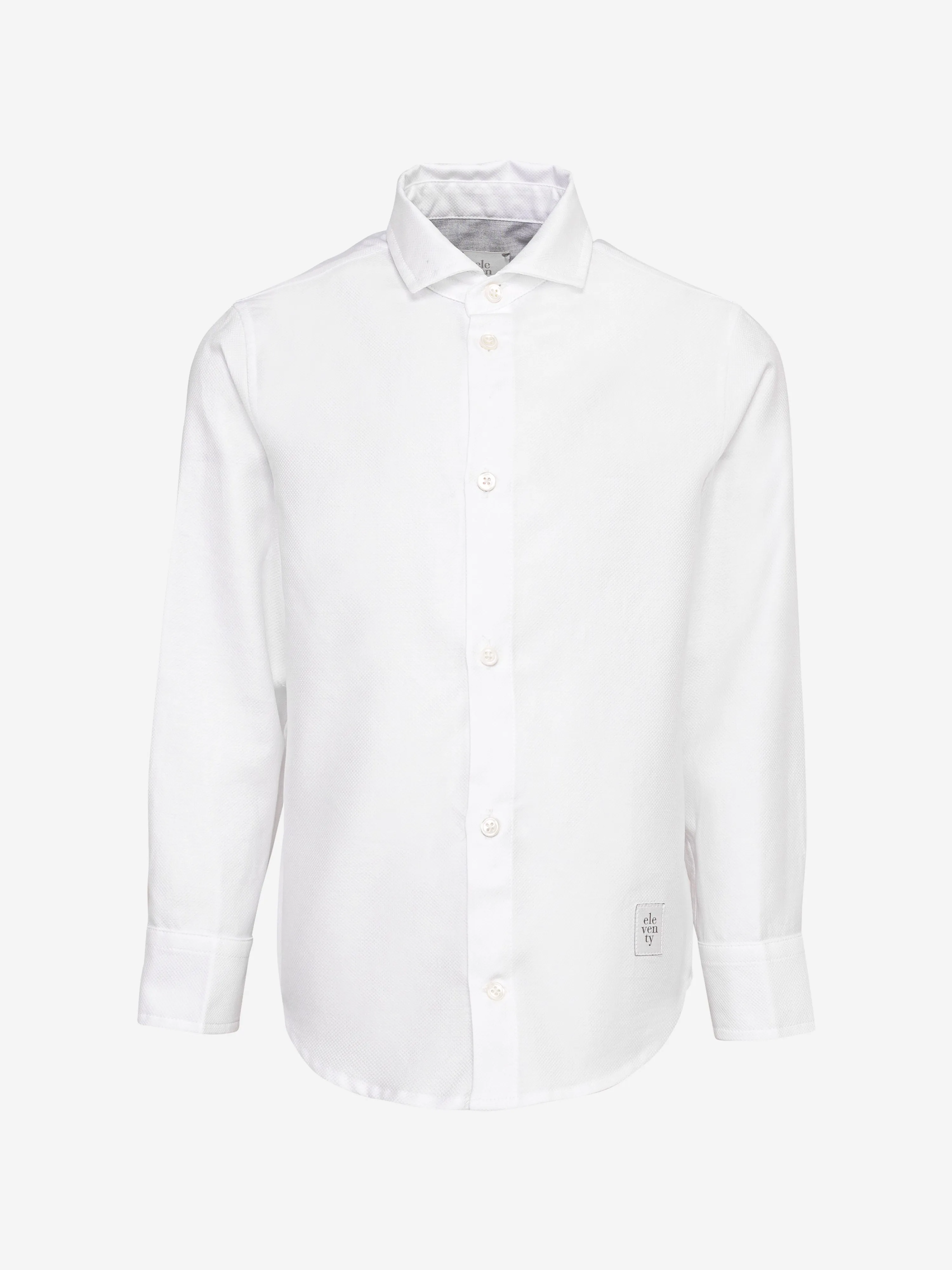 Eleventy Jungen Langarm-Logo-Shirt in Weiß