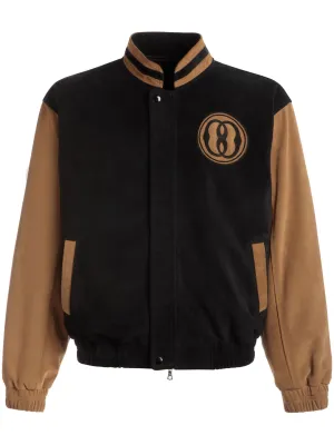 Emblem Logo-Patch Suede Bomber Jacket winter jackets clearance