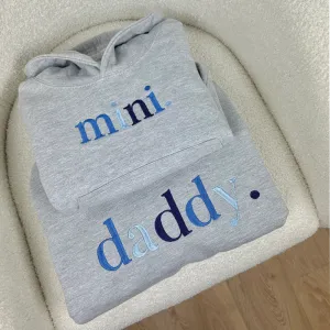 Embroidered Daddy & Mini Matching Grey Hoodies dad jeans best price