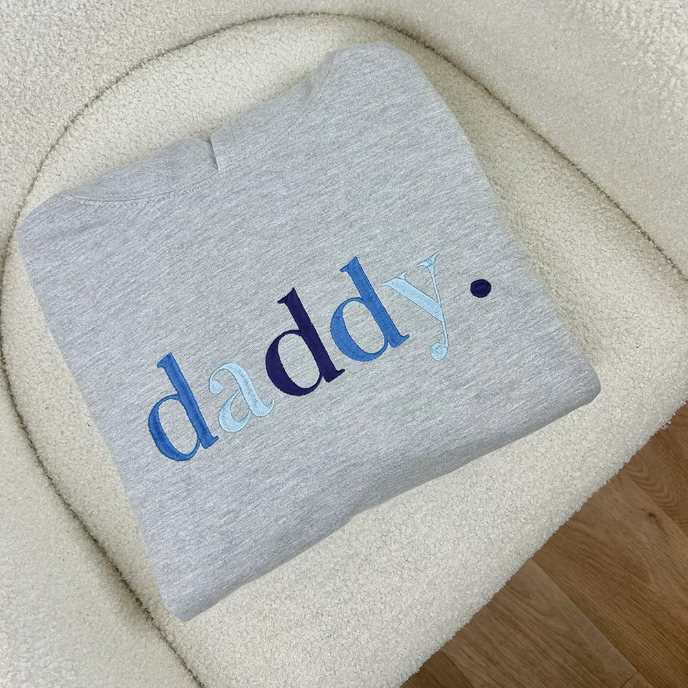 Embroidered Daddy & Mini Matching Grey Hoodies