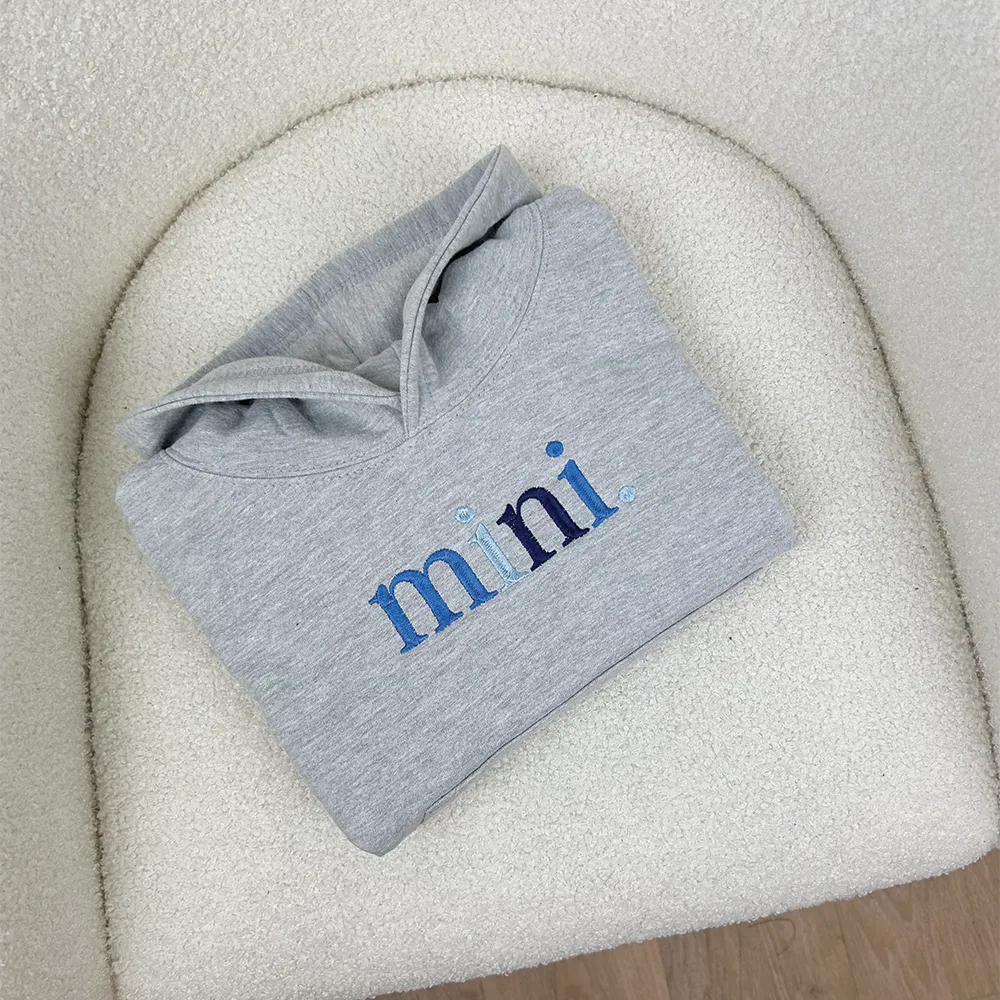 Embroidered Daddy & Mini Matching Grey Hoodies