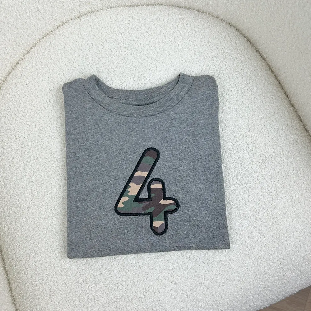 Embroidered Initial Camo Patch Kids T-shirts boys clothes cheap sale