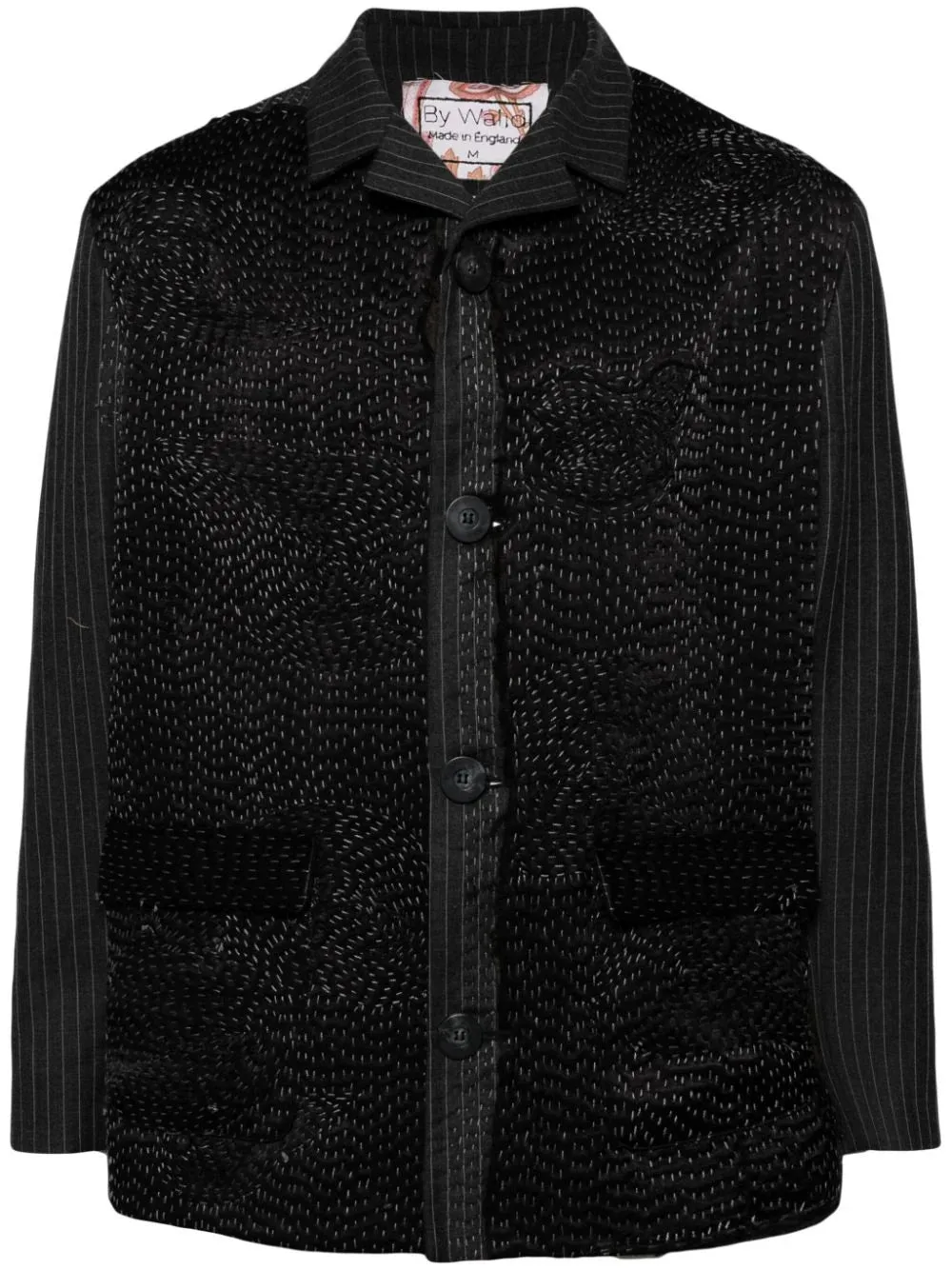 Embroidered Pinstriped Shirt Jacket winter jackets clearance