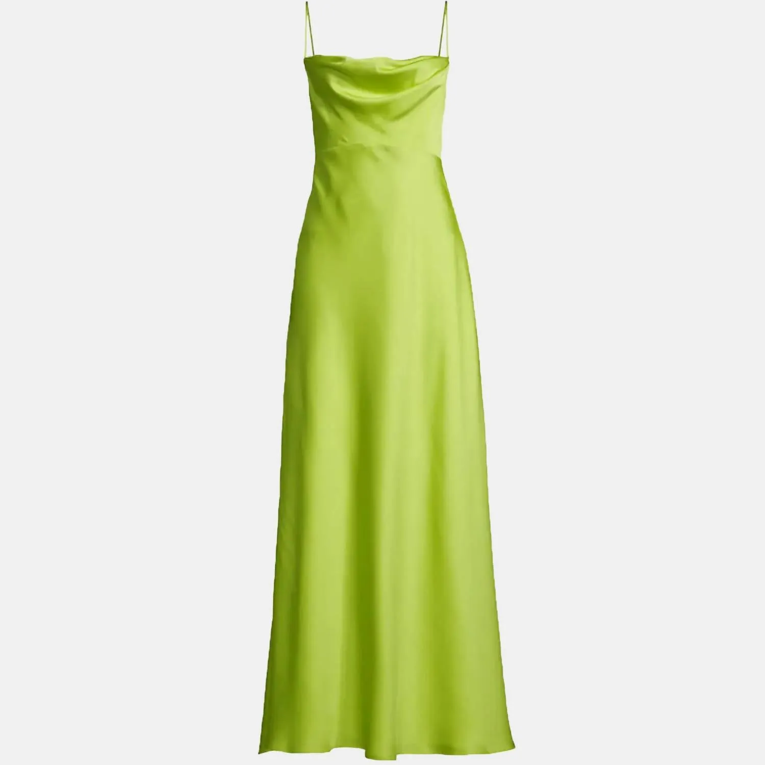 Emerie Satin Strappy Gown In Charmeuse Green