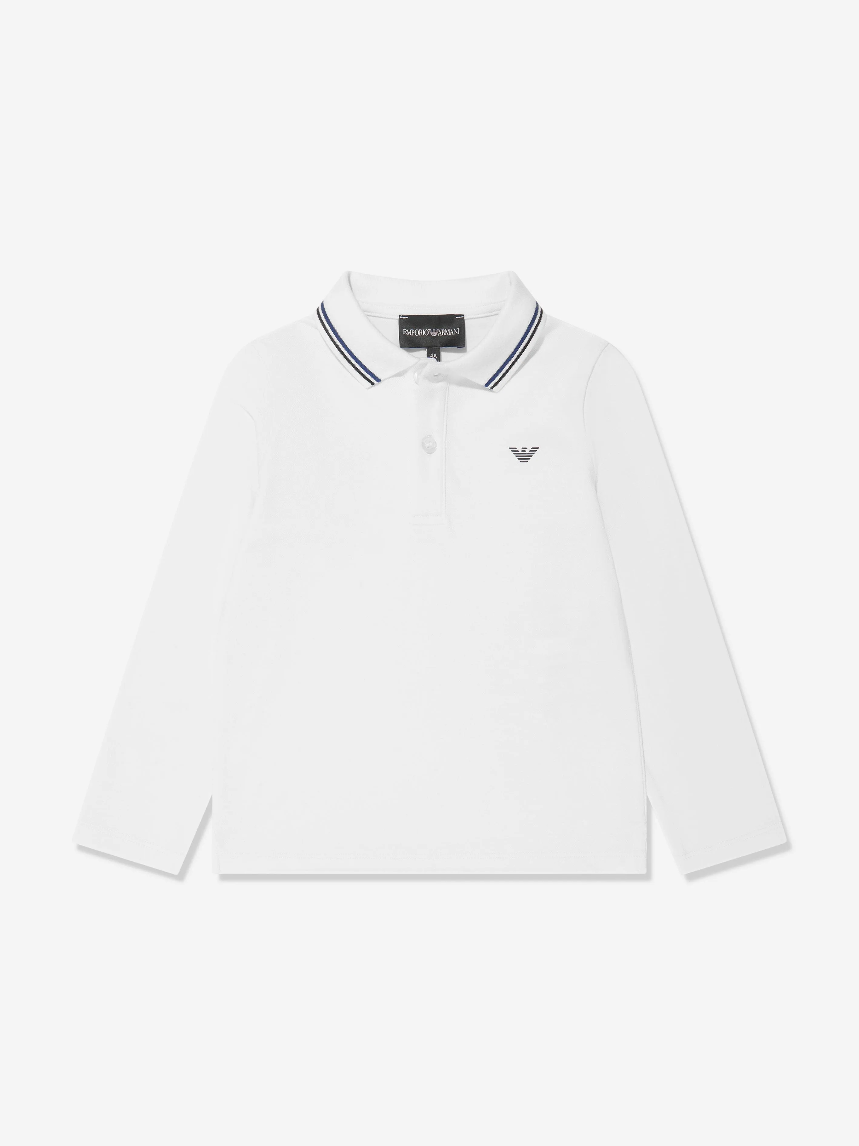 Emporio Armani Jungen Langarm-Polohemd in Weiß