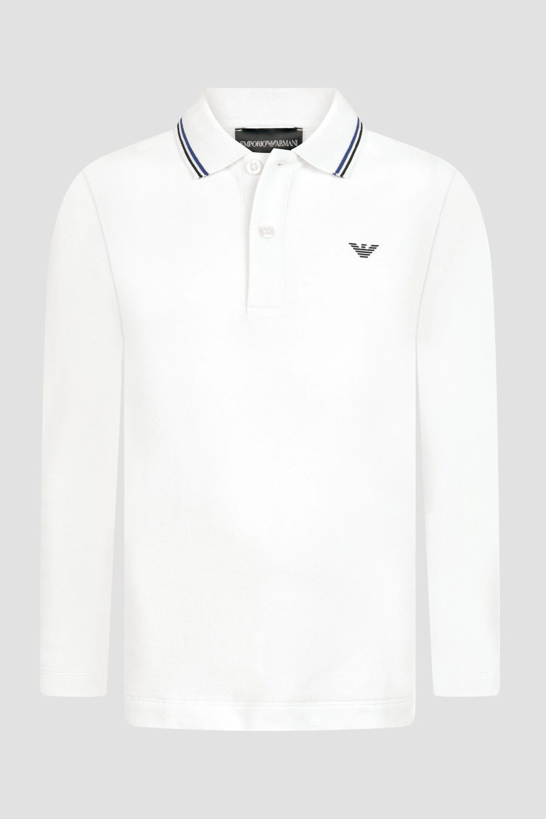 Emporio Armani Jungen Langarm-Polohemd in Weiß