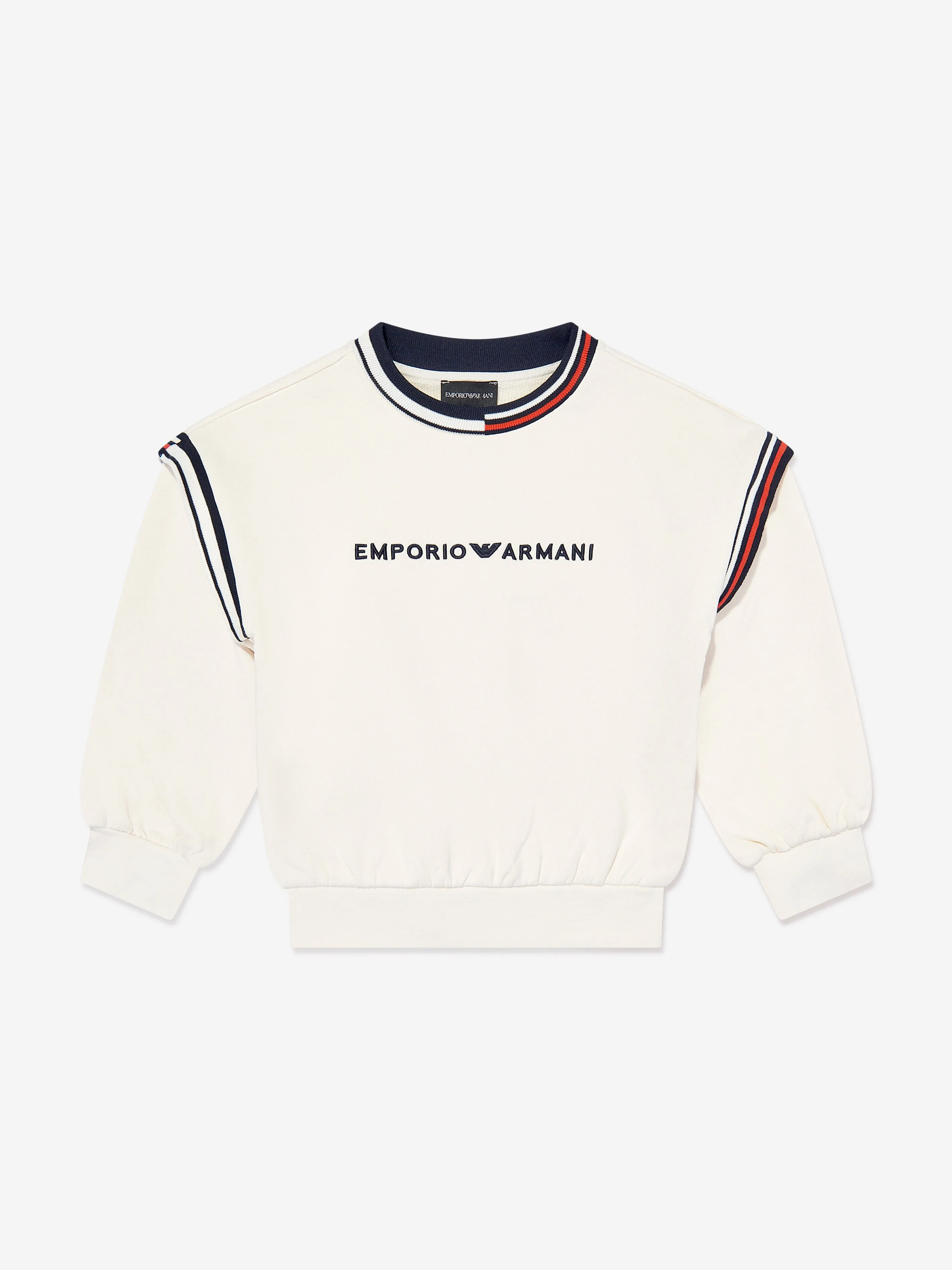 Emporio Armani Kids Logo-Sweatshirt in Elfenbein