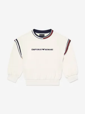 Emporio Armani Kids Logo-Sweatshirt in Elfenbein