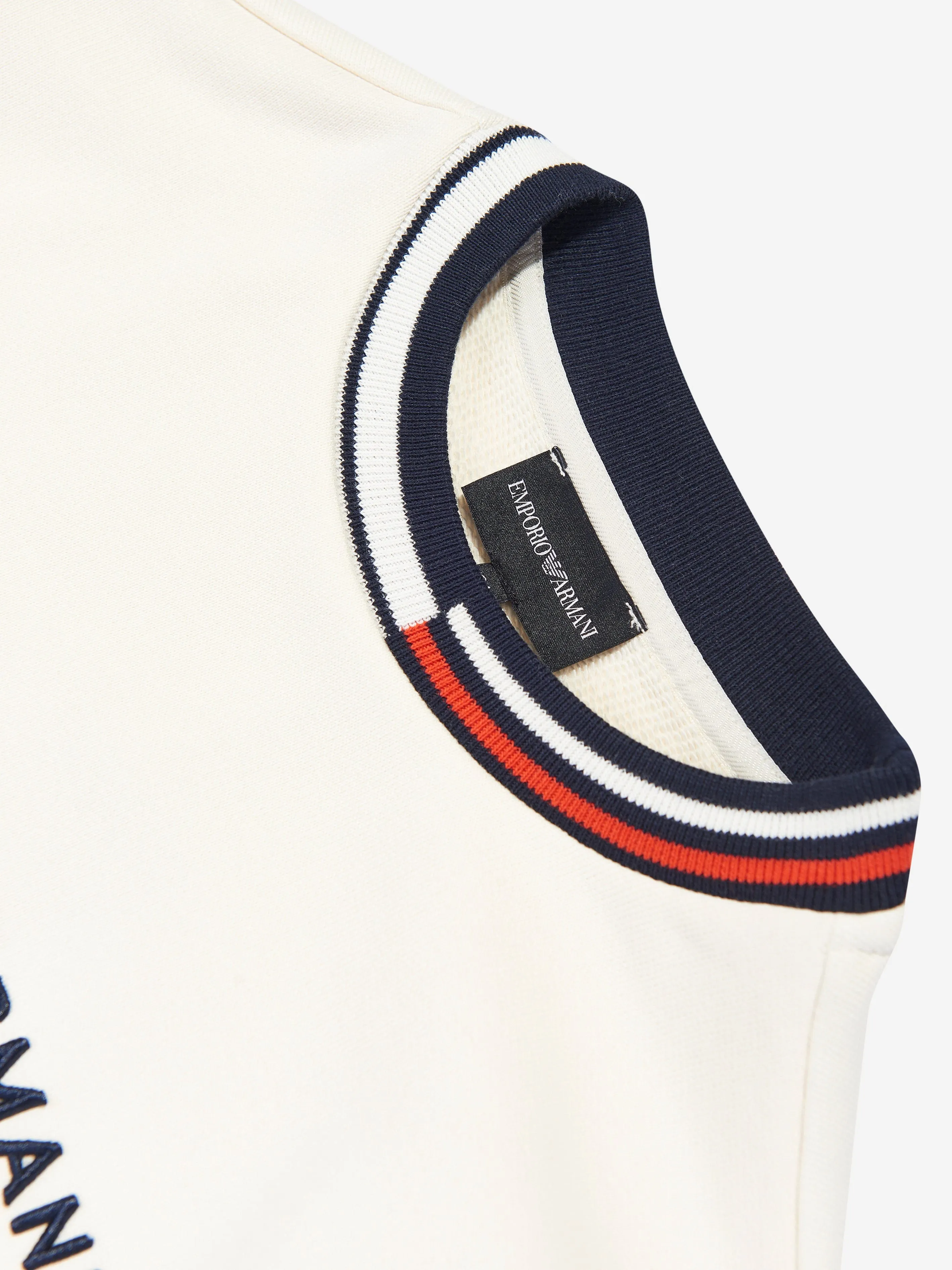 Emporio Armani Kids Logo-Sweatshirt in Elfenbein