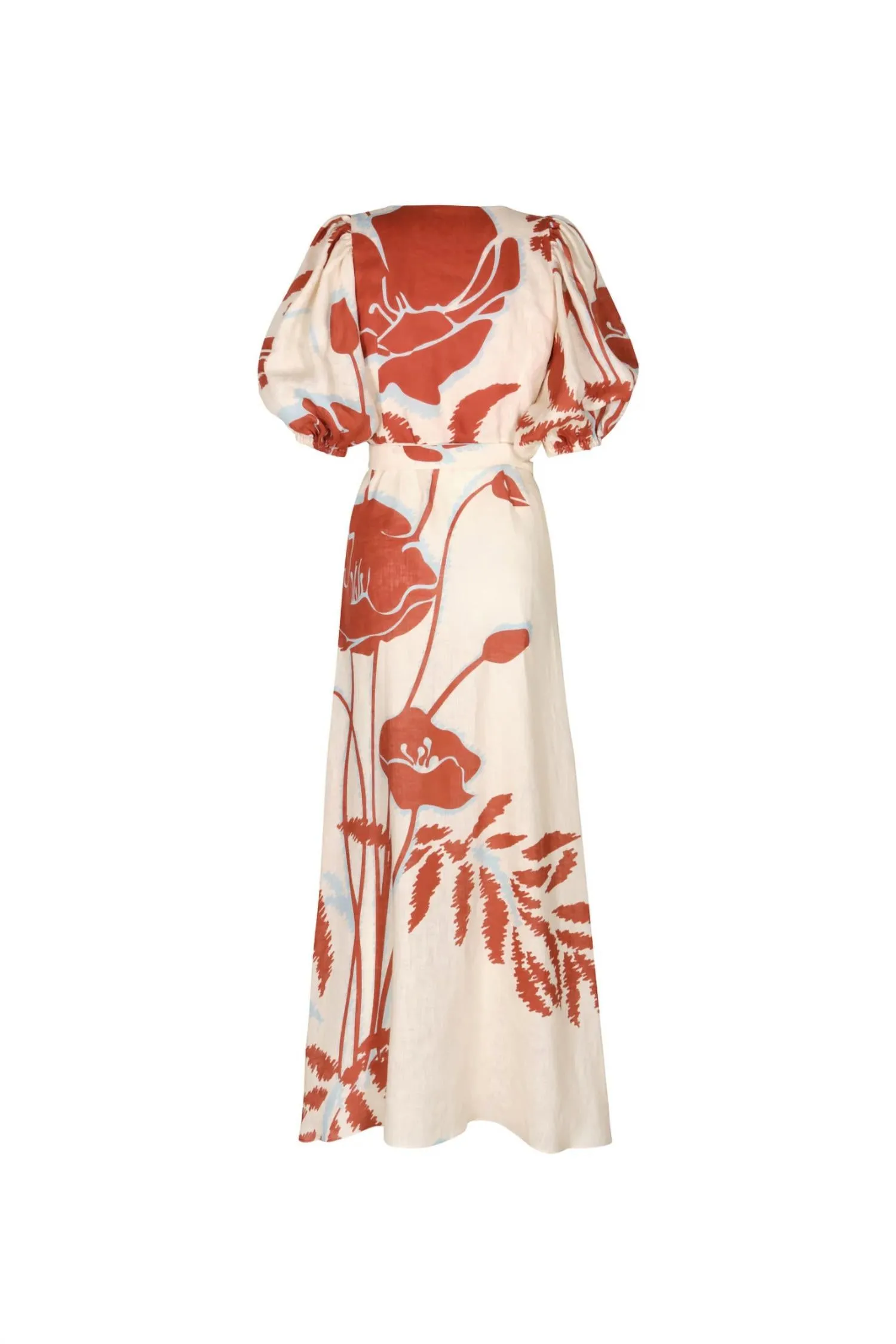 Emrita Midi Dress In Ecru Orange Gladiolos