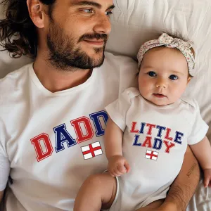 England Daddy & Little Lady Matching White T-Shirt/Baby Vest fathers day sale outfits