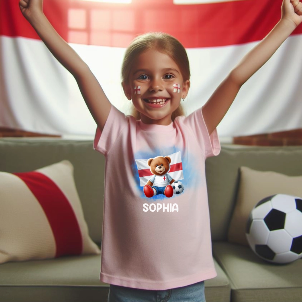 England Bear Personalised Kids T-Shirt