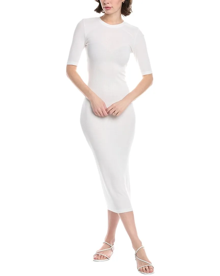Enza Costa Rib Half-Sleeve Silk-Blend Maxi Dress