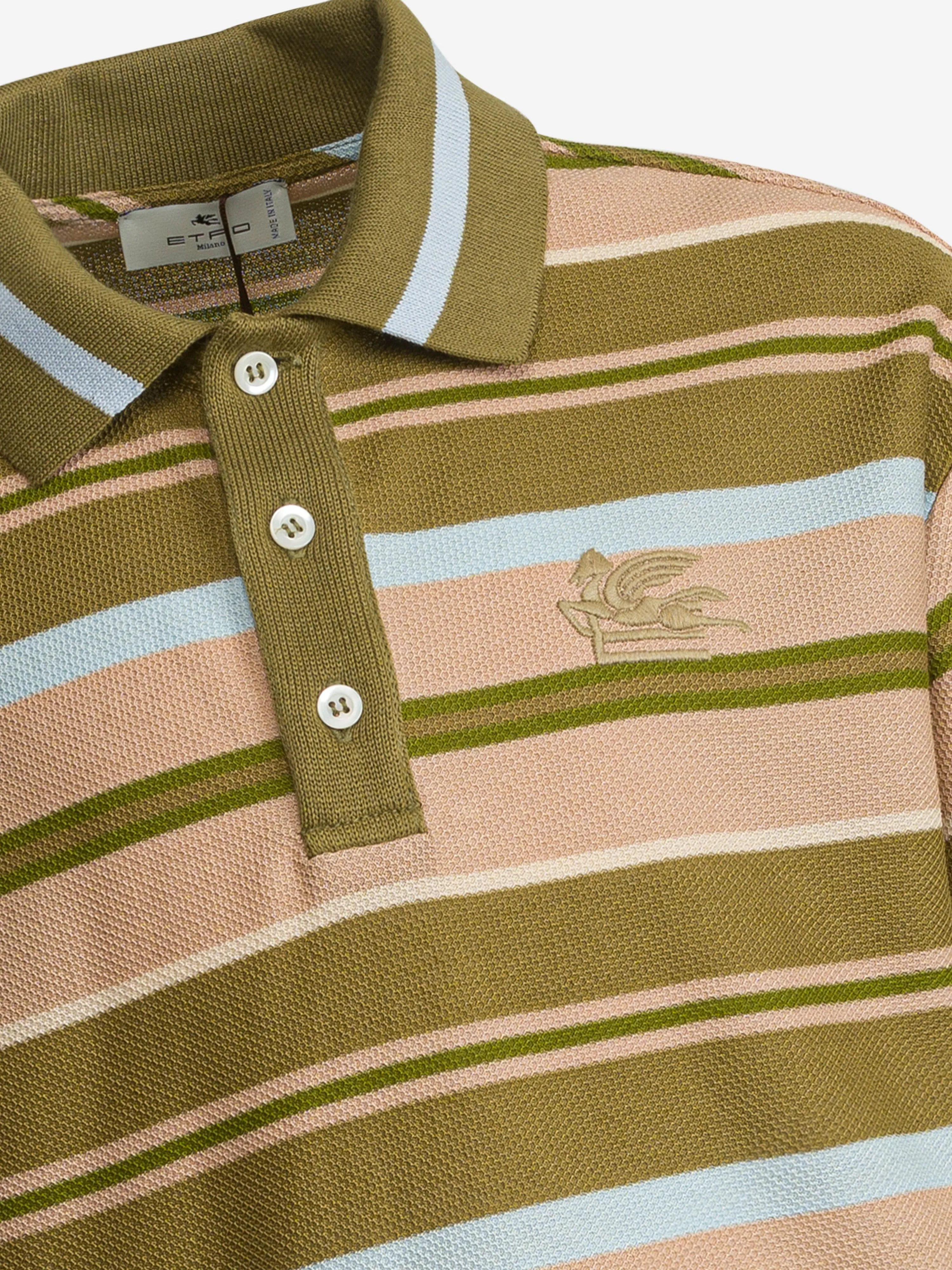 Etro Boys Gestreiftes Polohemd in Grün