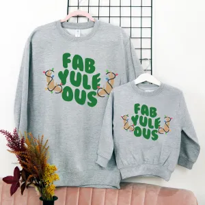 Fab Yule Ous Reindeer Christmas Matching Grey Sweatshirts breastfeeding tops cheap