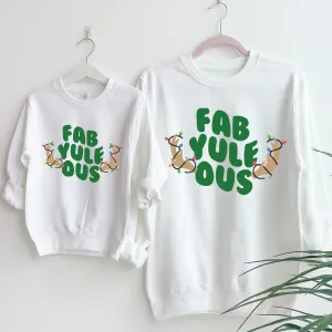 Fab Yule Ous Reindeer Christmas Matching White Sweatshirts breastfeeding tops cheap