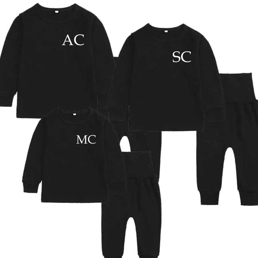 Family Matching Initial London Lounge Sets Black nursing tops best deals