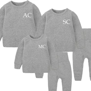 Family Matching Initial London Lounge Sets Heather Grey nursing tops best deals