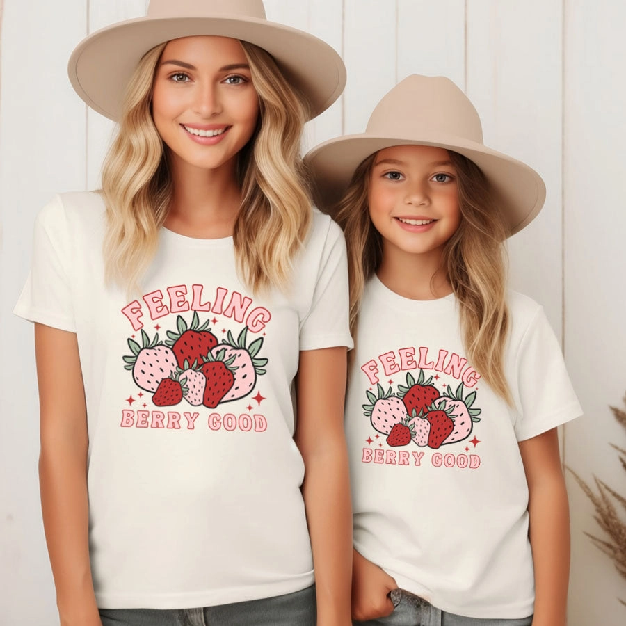 Feeling Berry Good Mum Matching T-Shirts- White discount mum dresses
