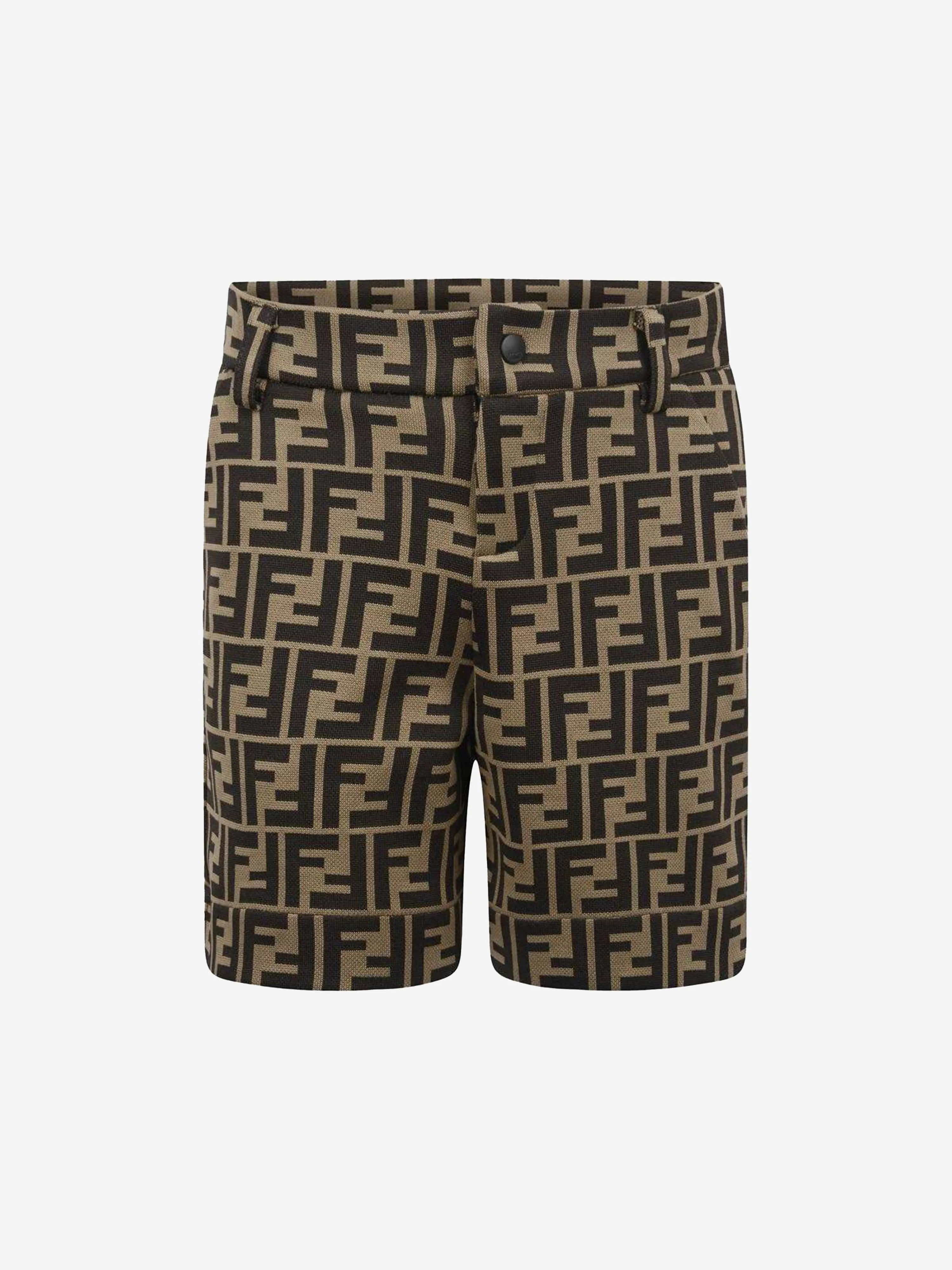 Fendi Baby Boys FF Logo Shorts in Braun