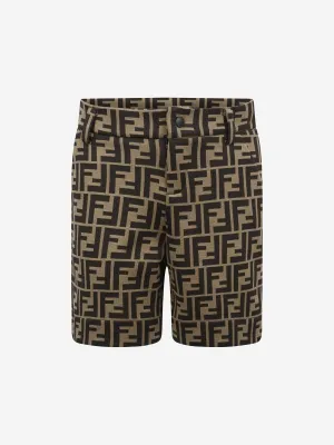 Fendi Baby Boys FF Logo Shorts in Braun
