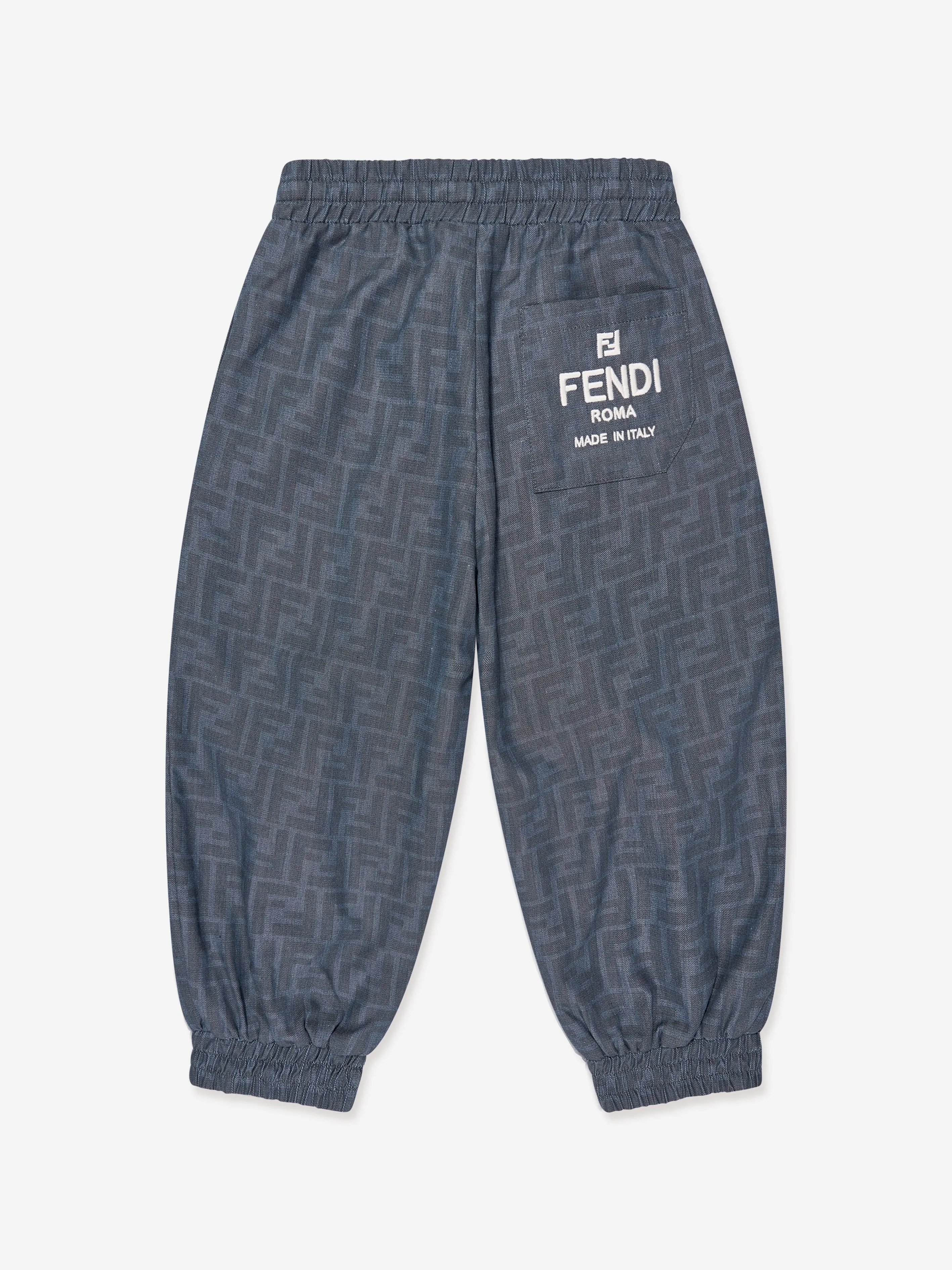 Fendi Boys Chambray FF Logo Joggerhose in Blau