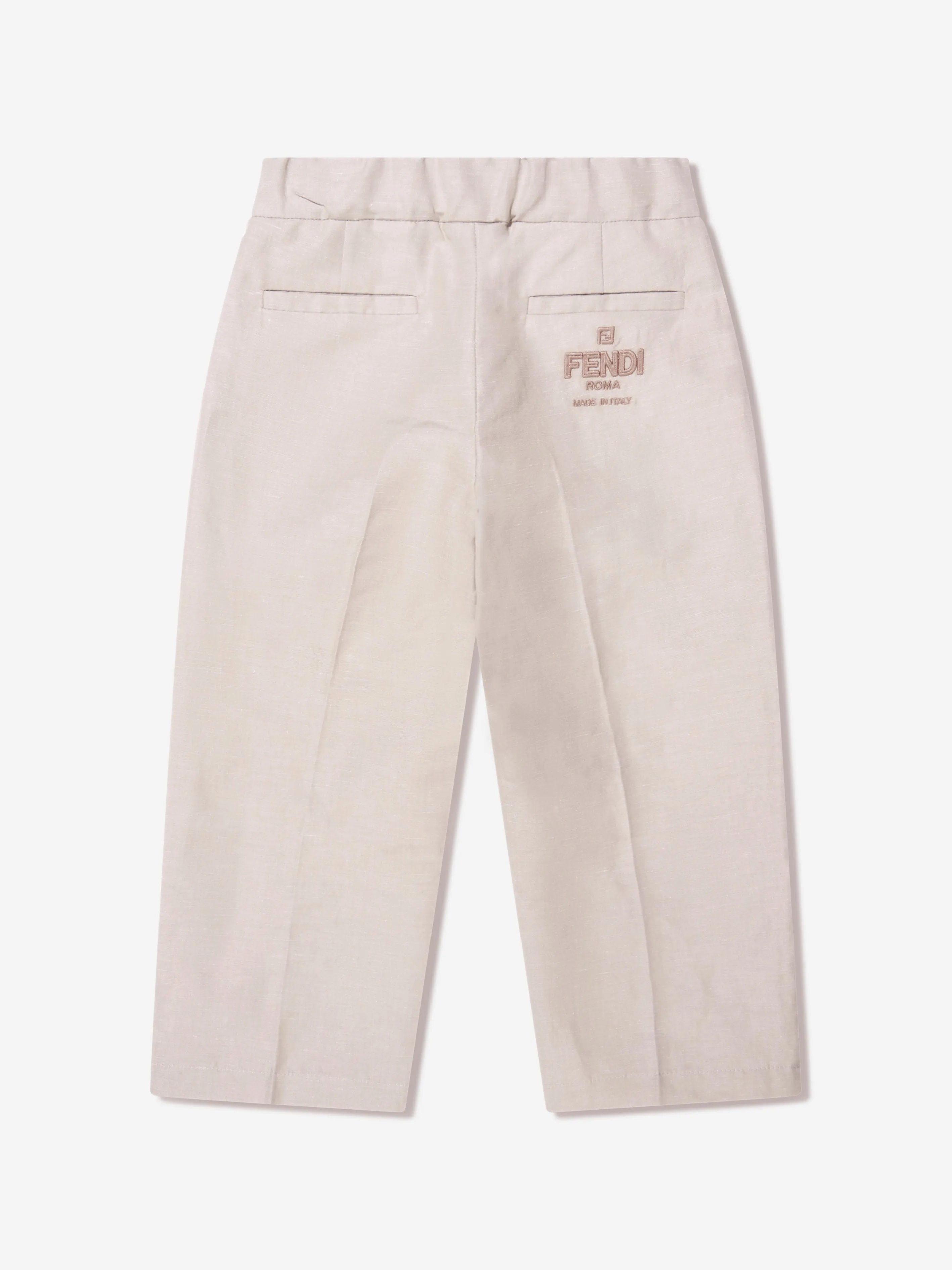 Fendi Boys Baumwoll- und Leinenhose in Beige