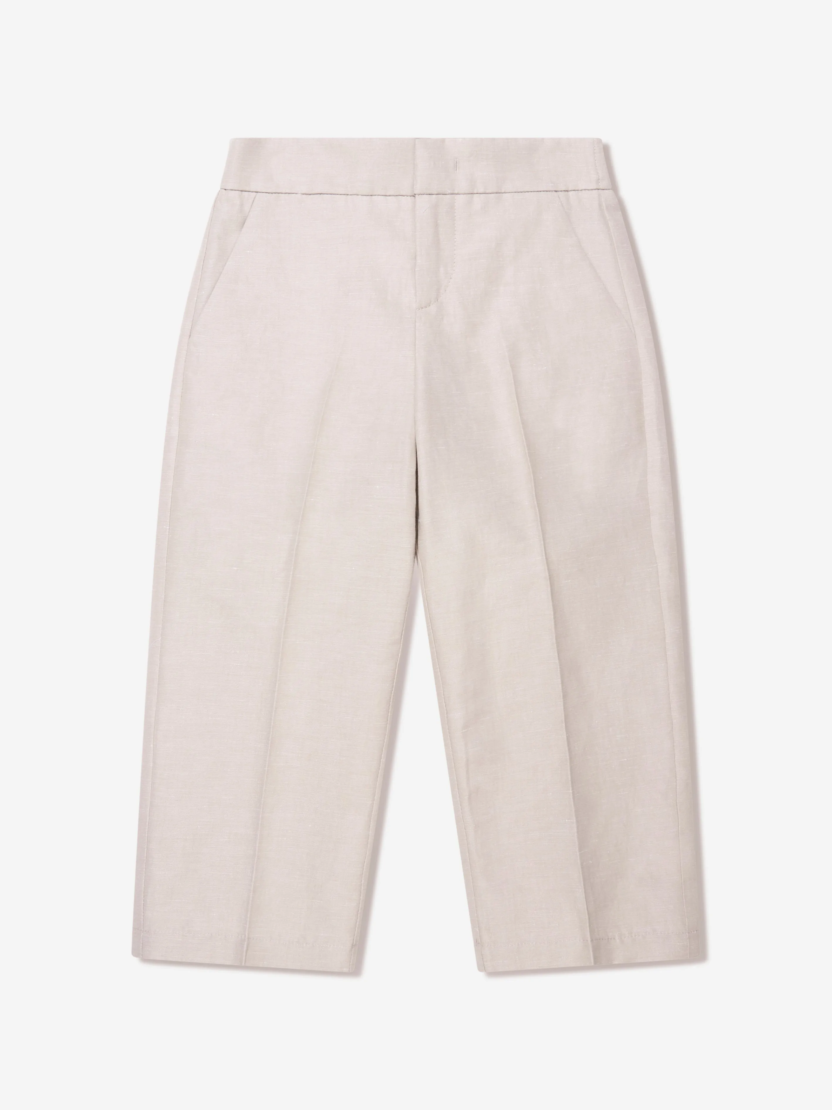 Fendi Boys Baumwoll- und Leinenhose in Beige