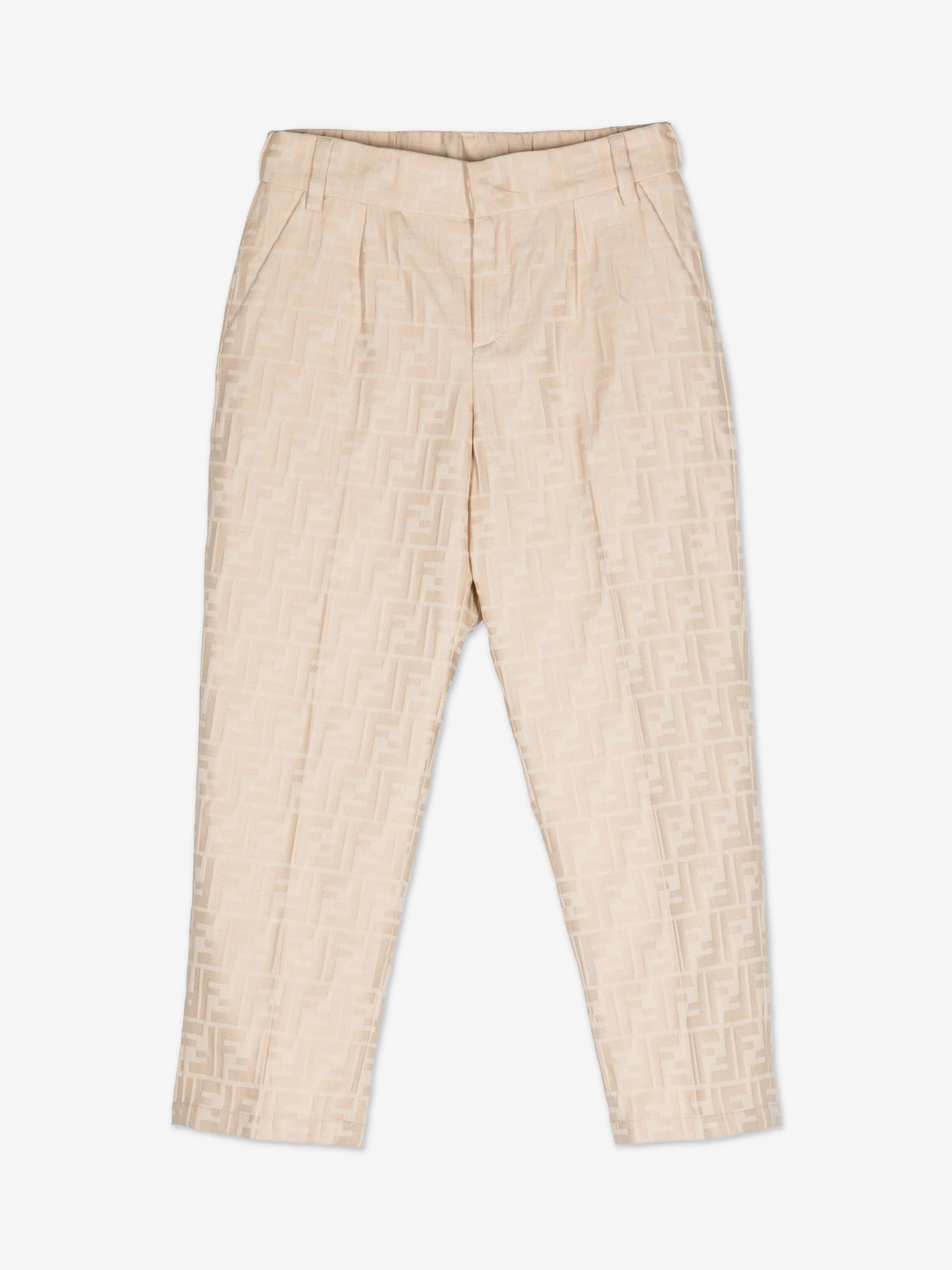 Fendi Boys FF Jacquard Hose in Beige