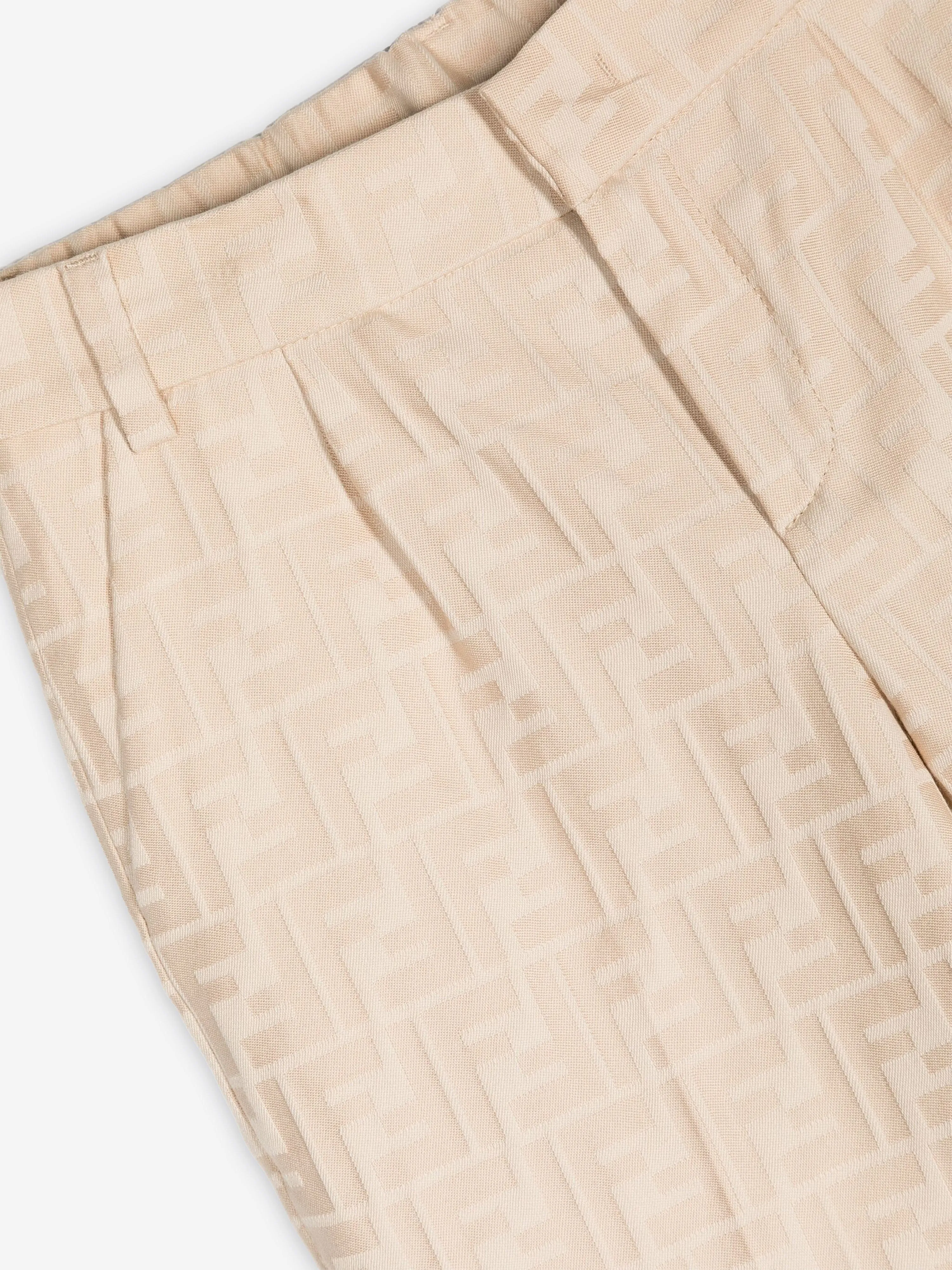 Fendi Boys FF Jacquard Hose in Beige