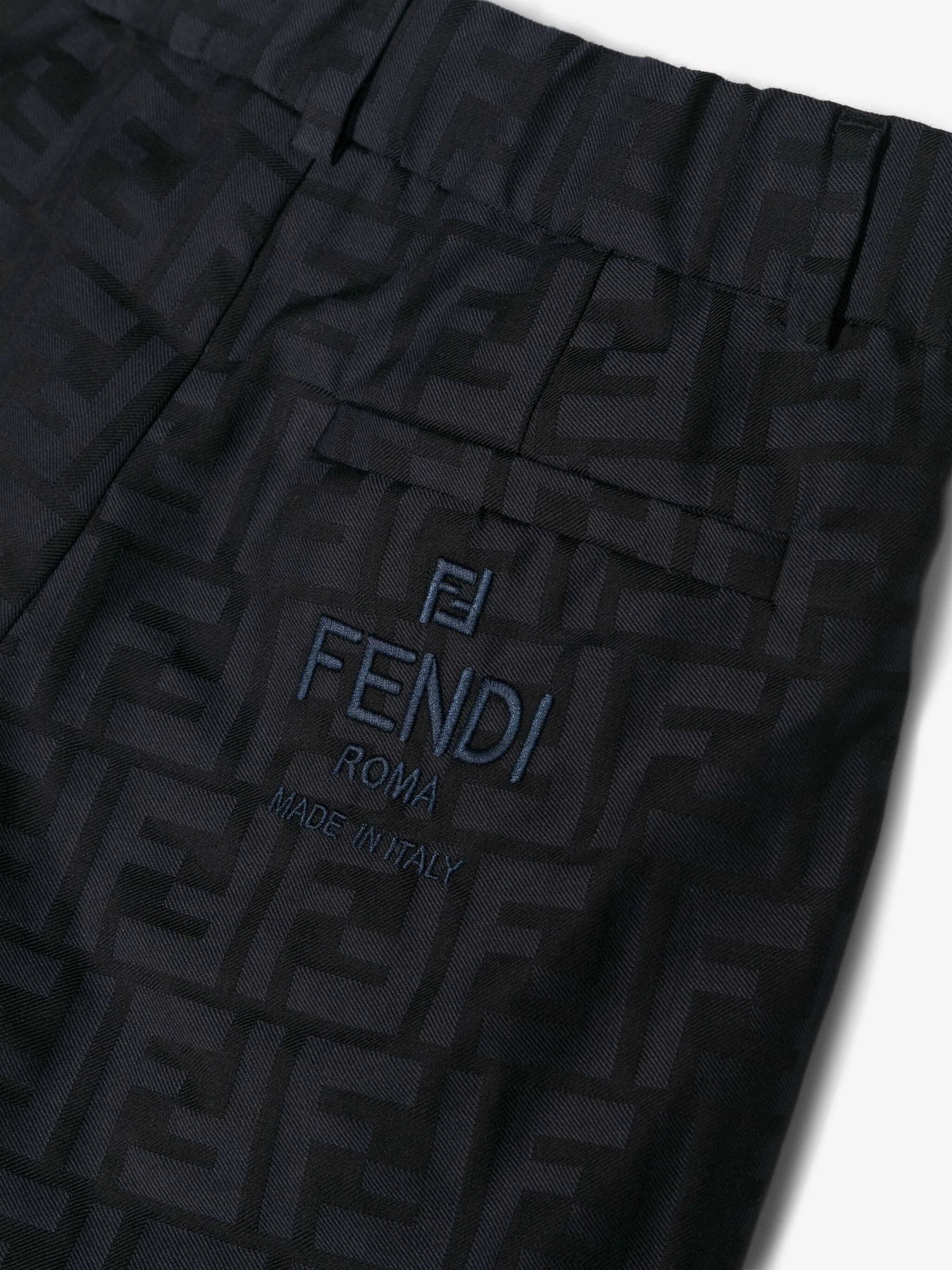 Fendi Boys FF Jacquard Hose in Marineblau