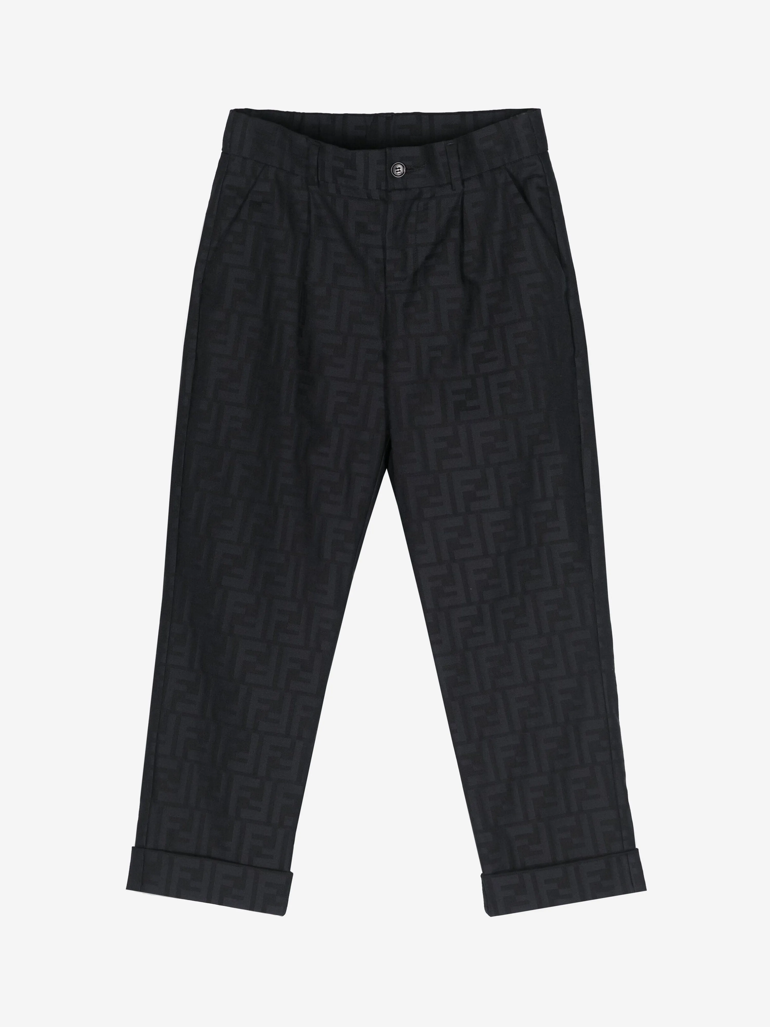 Fendi Boys FF Jacquard Hose in Marineblau