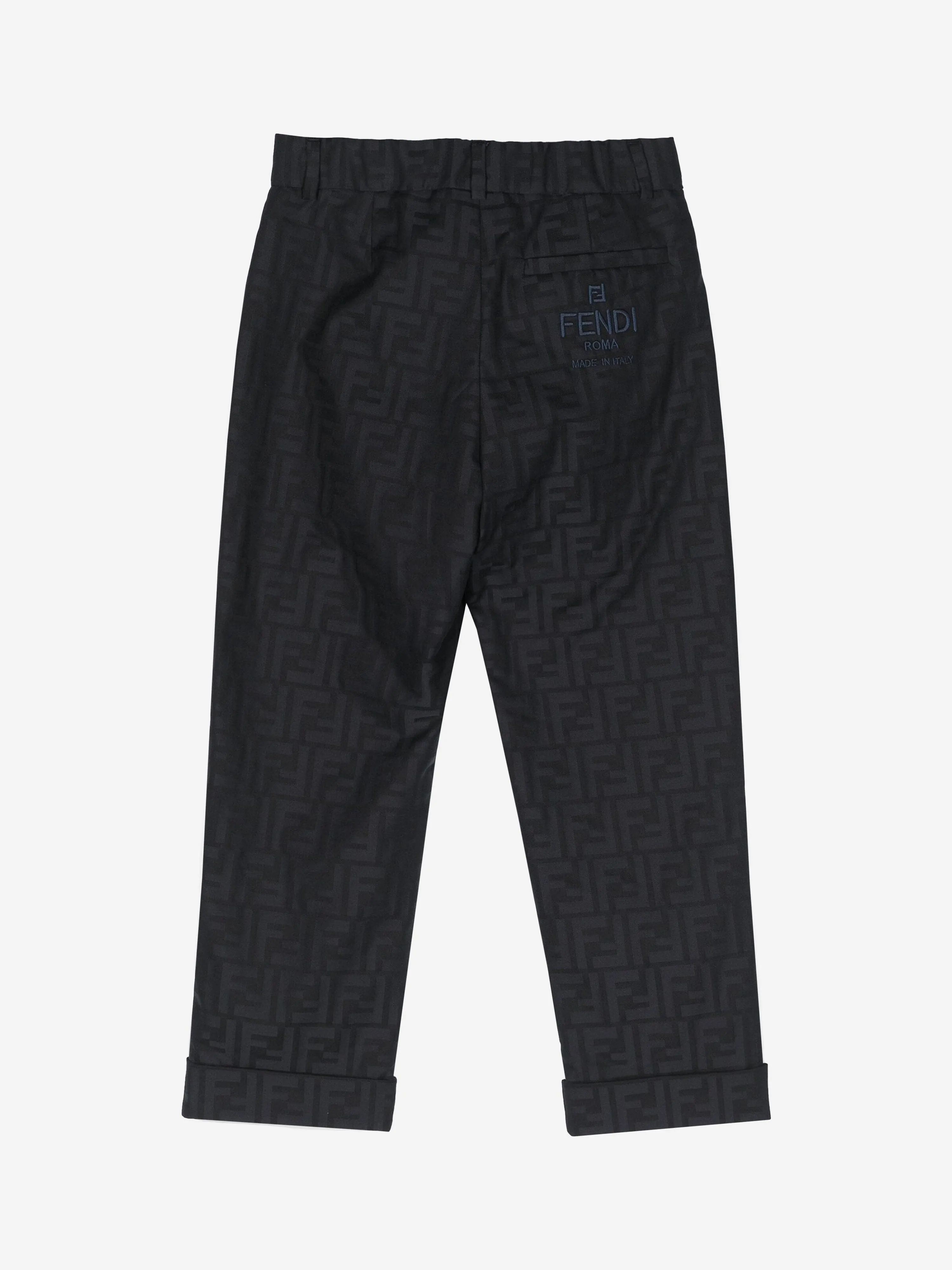 Fendi Boys FF Jacquard Hose in Marineblau