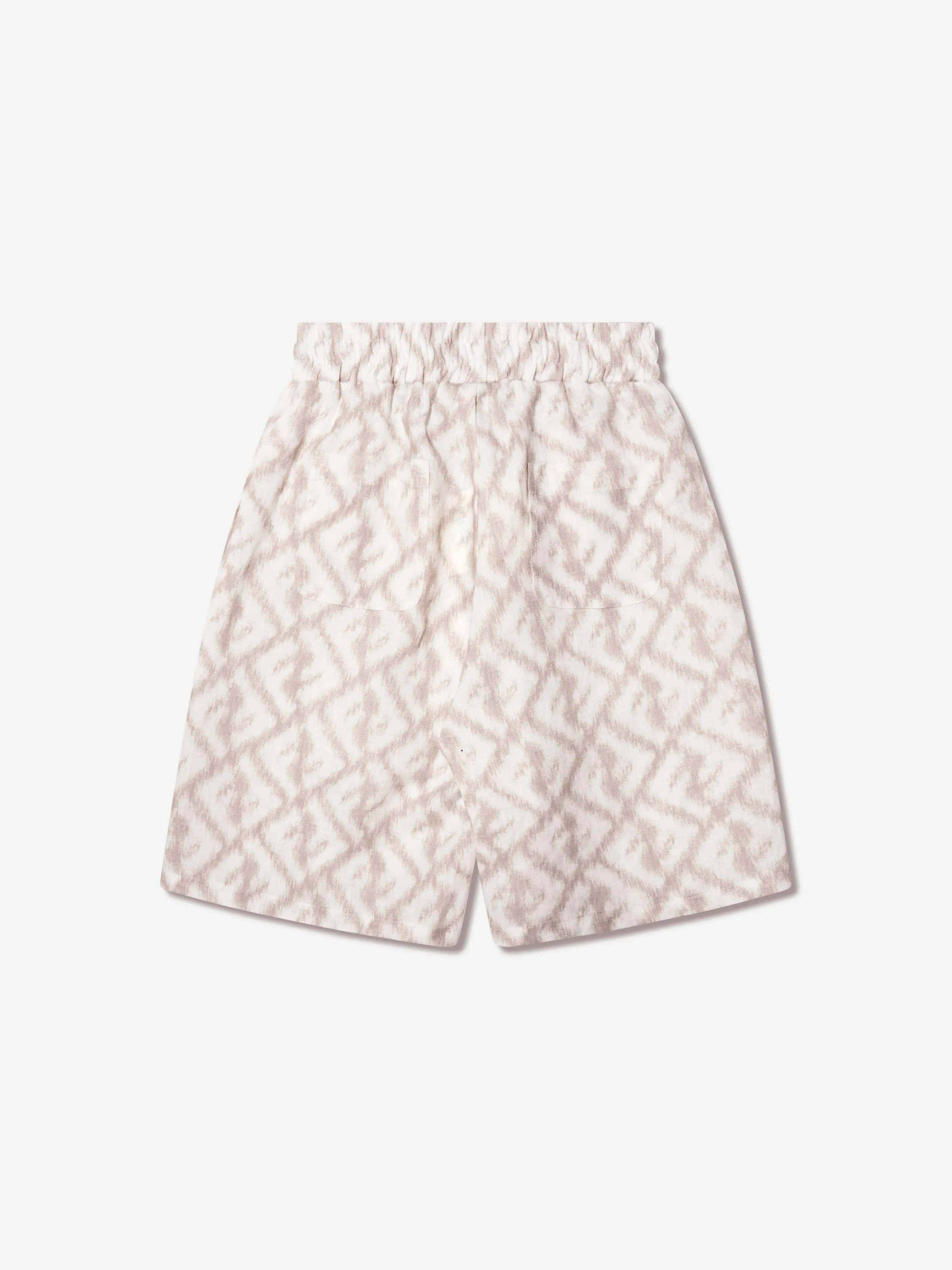 Fendi Boys FF Logo Leinen Shorts in Elfenbein