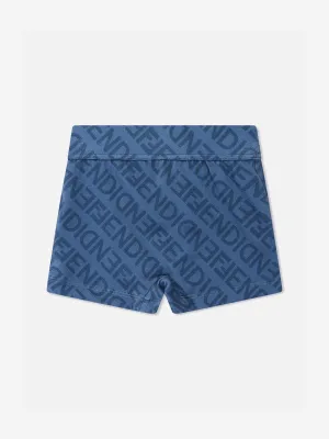 Fendi Boys FF Logo Badeshorts in Blau