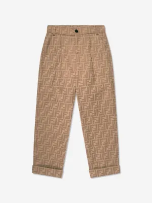 Fendi Boys FF Logo Hose in Beige