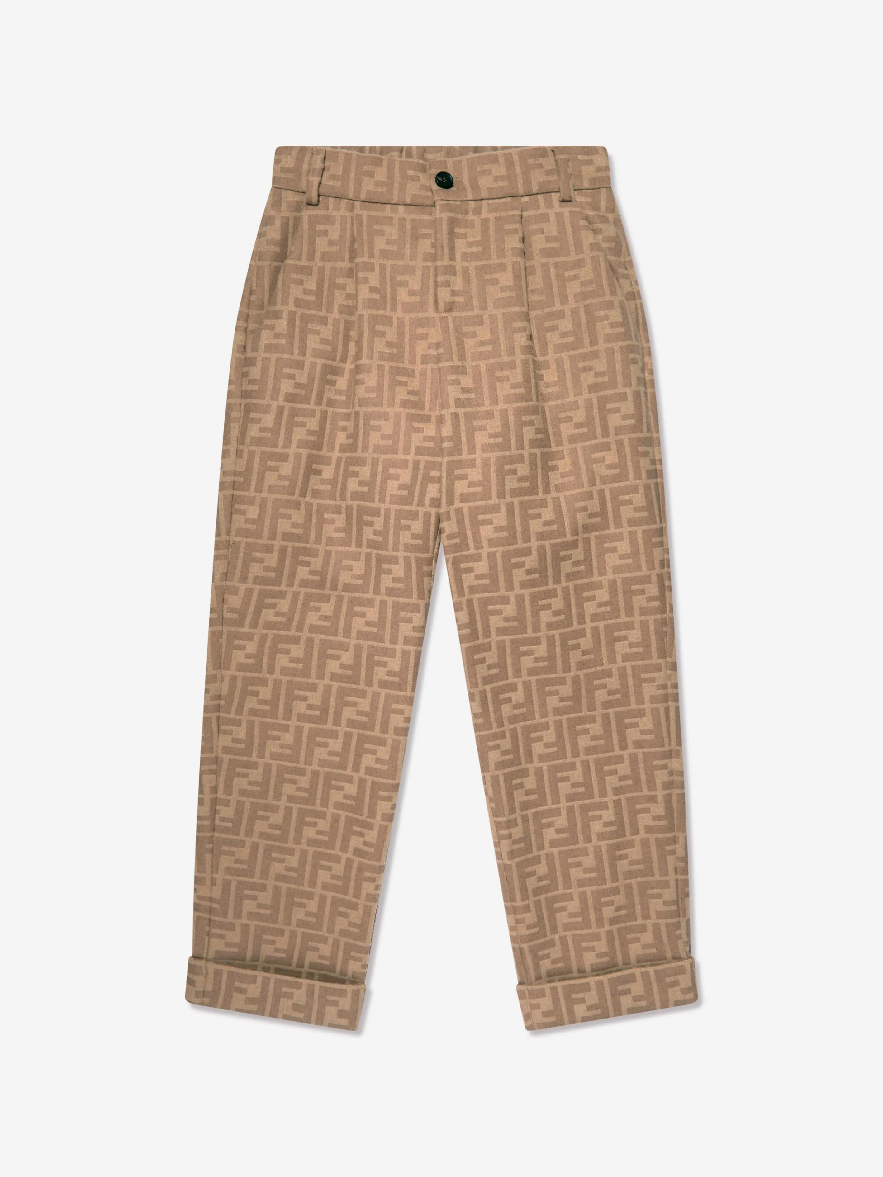 Fendi Boys FF Logo Hose in Beige