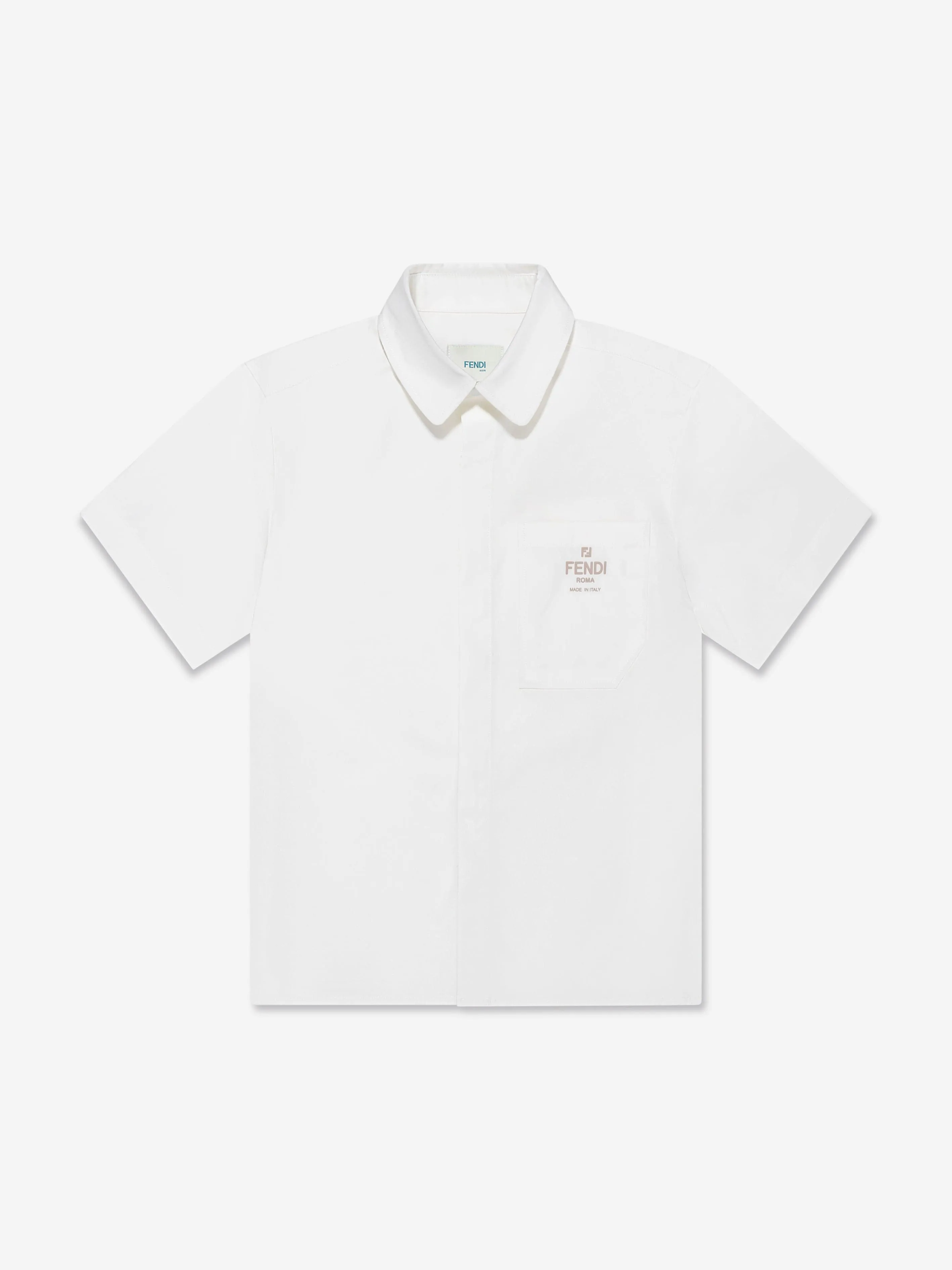 Fendi Boys Kurzarm-Logo-Shirt in Weiß