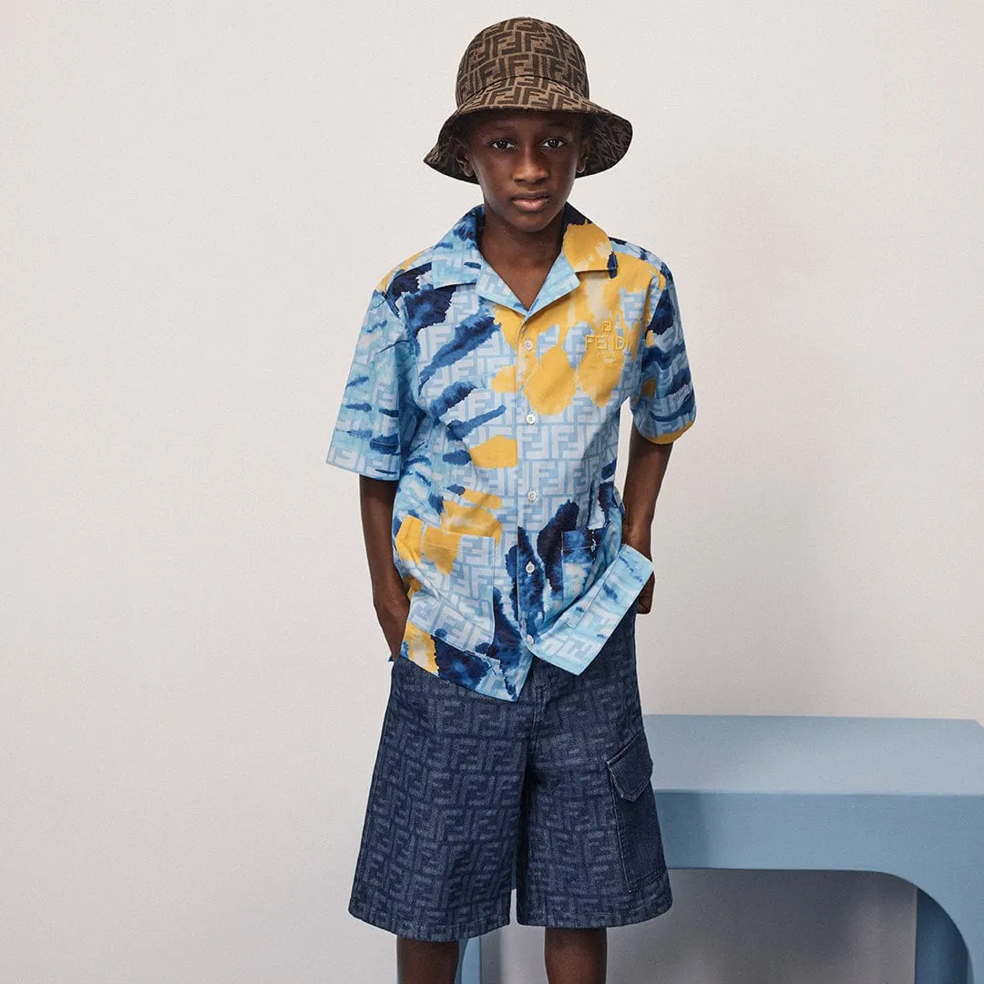 Fendi Boys Tie Dye Shirt in Blau